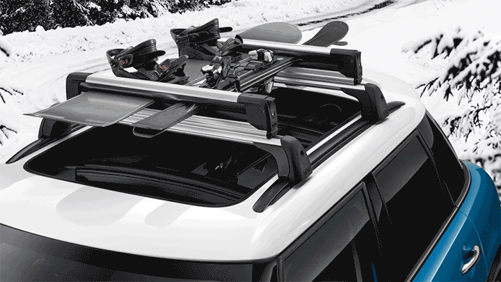 acessórios mini – suporte de tejadilho MINI – suporte para esquis e pranchas de snowboard