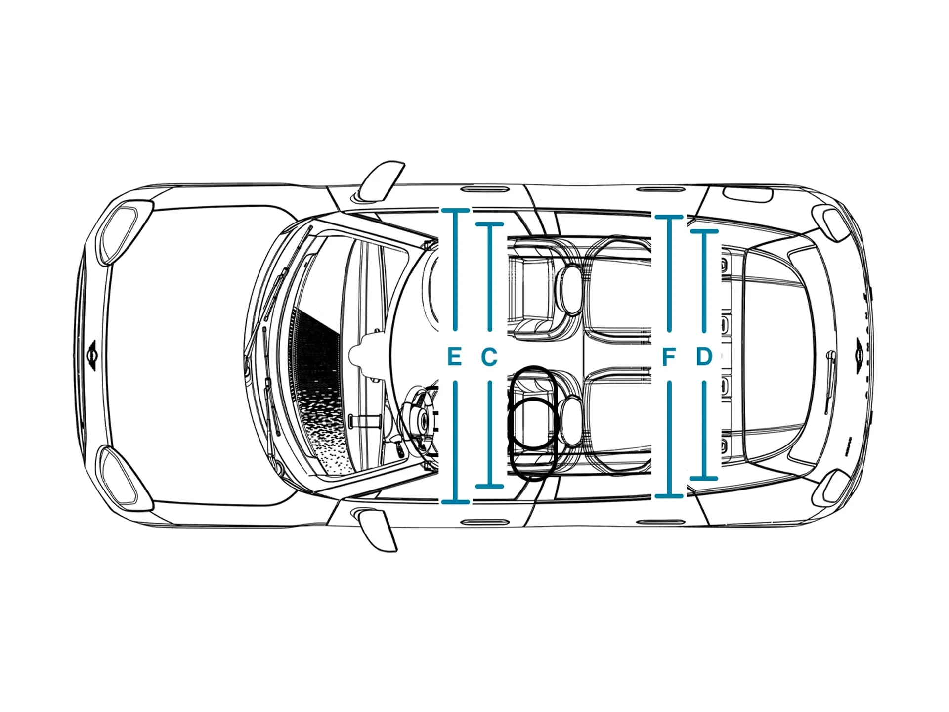 MINI Aceman elétrico - Dimensões Interior Superior