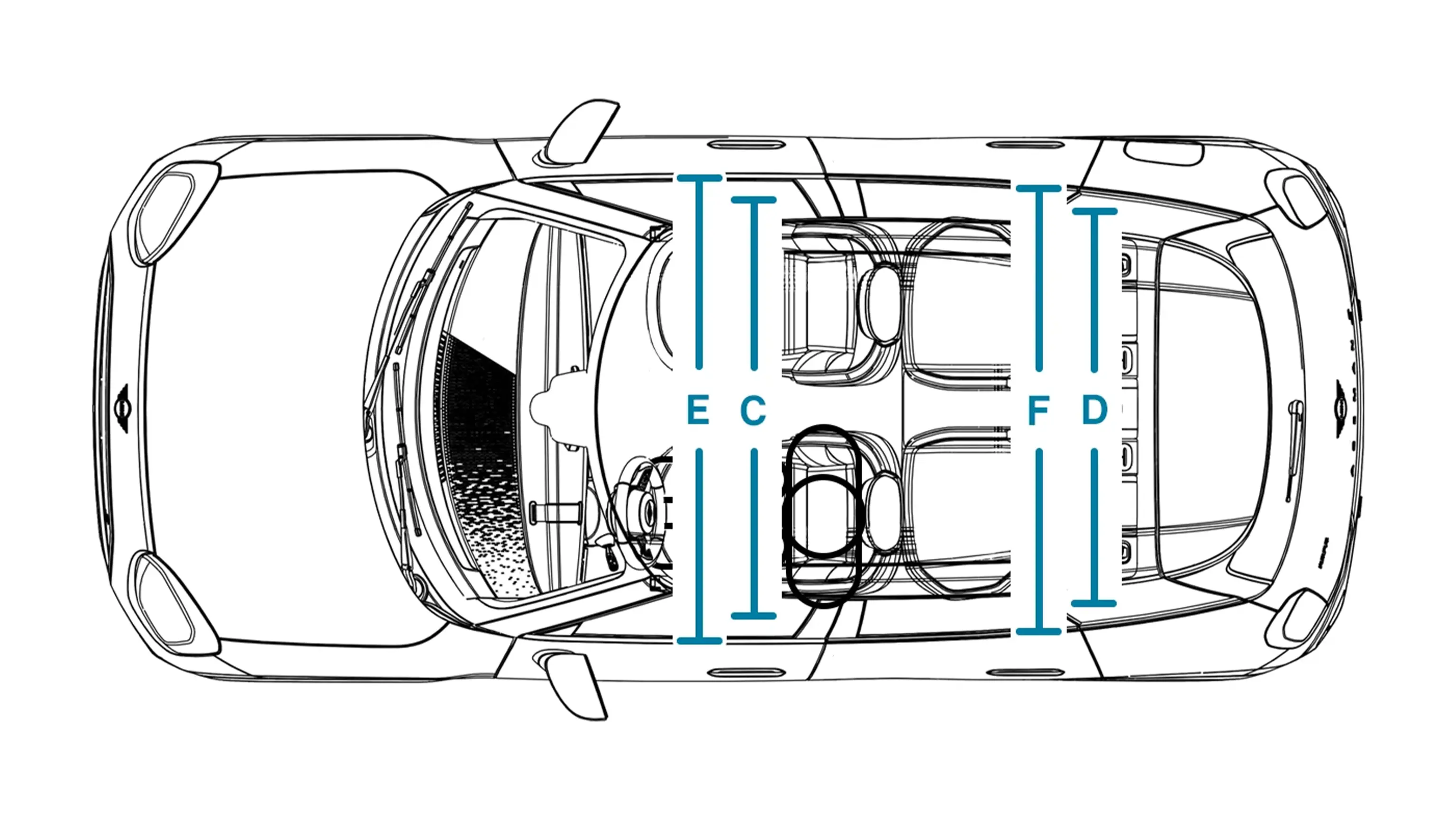 MINI Aceman elétrico - Dimensões Interior Superior