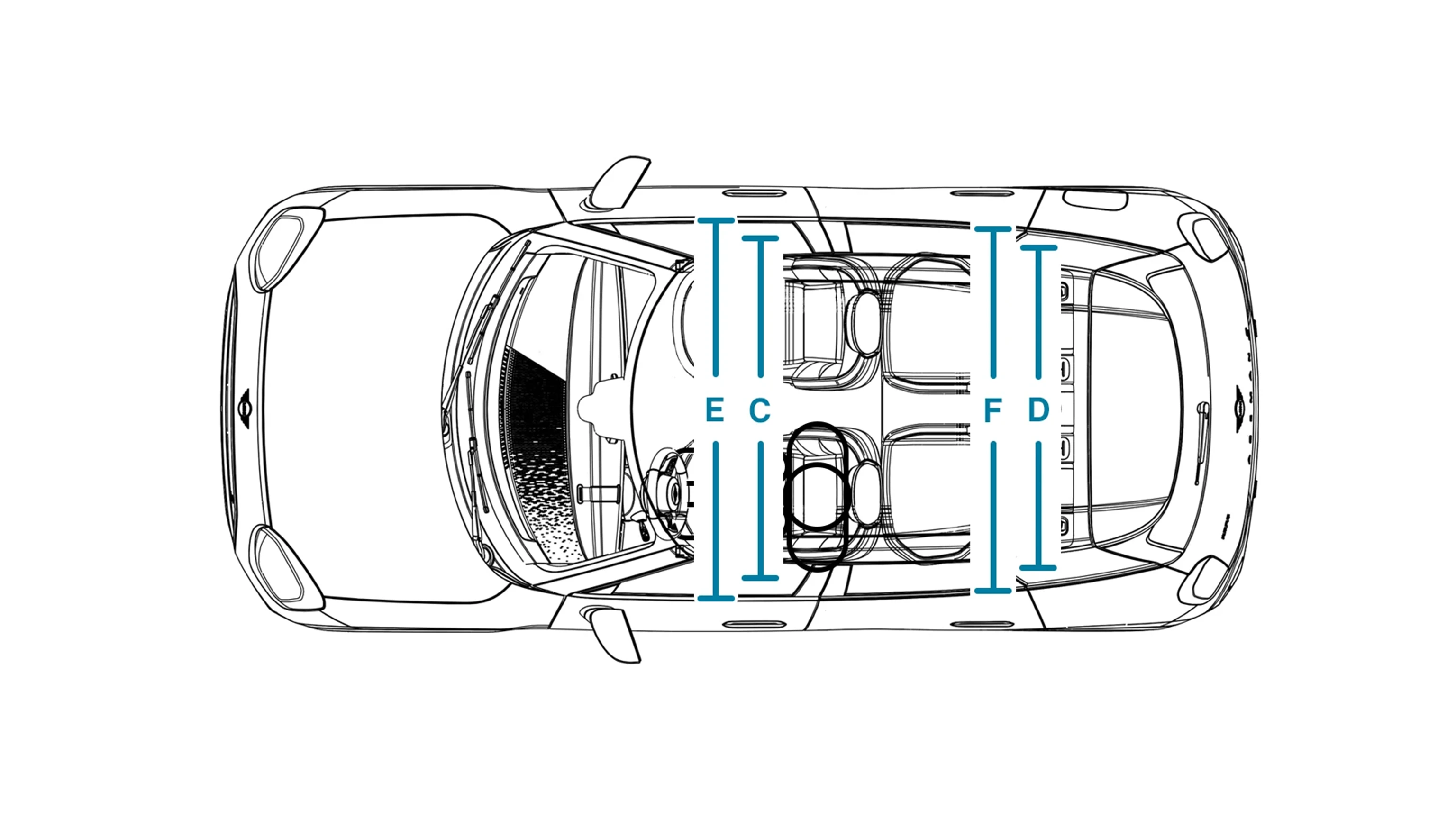 MINI Aceman elétrico - Dimensões Interior Superior