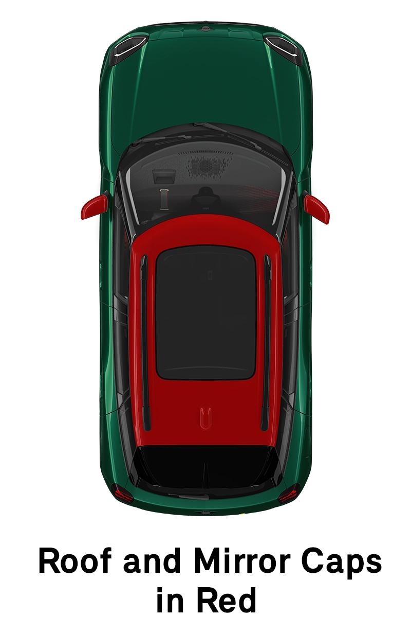  MINI - equipamento - versão JCW tejadilho e capas dos espelhos retrovisores exteriores em vermelho
