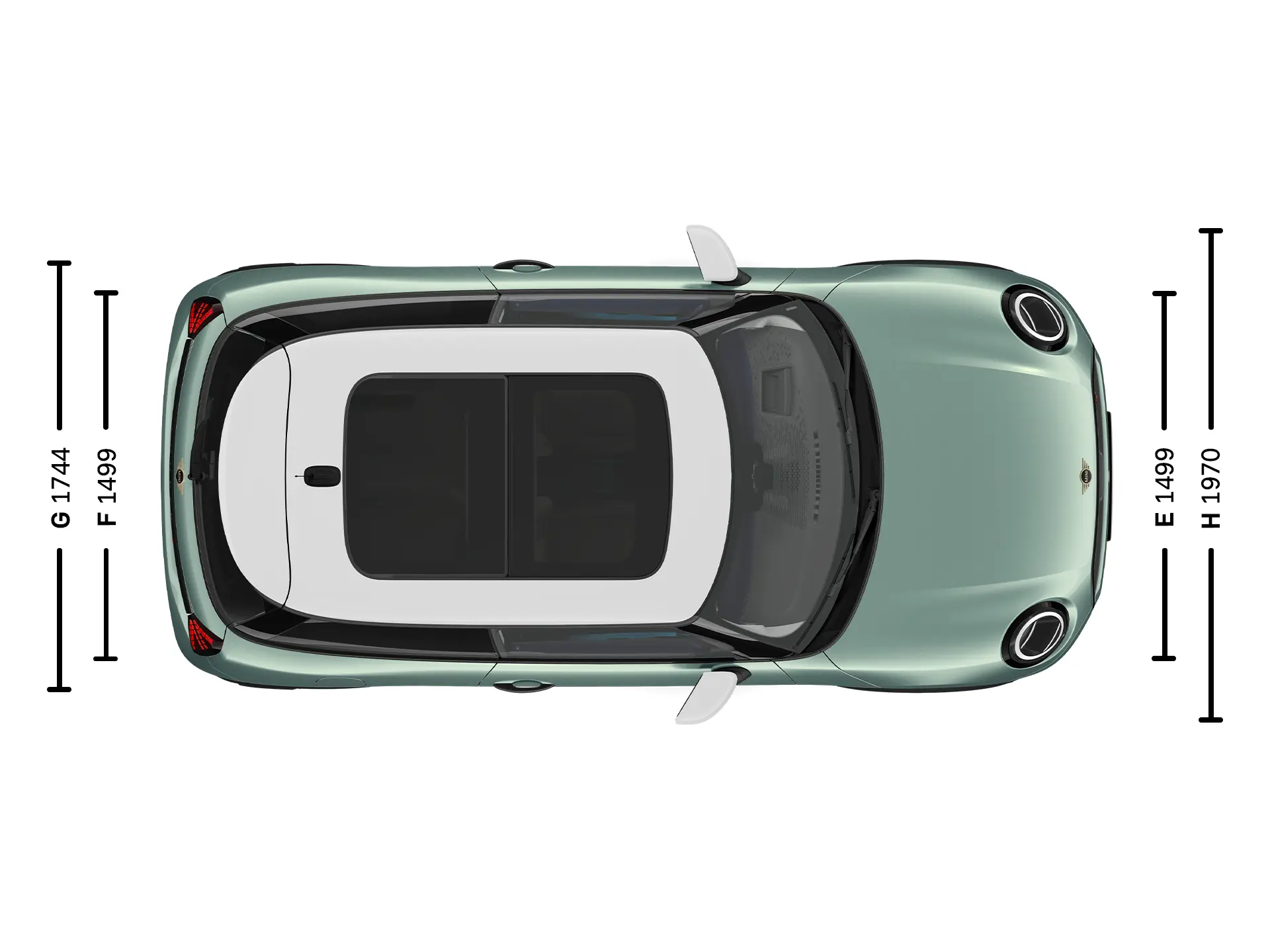 MINI Cooper 3 portas - Dimensões Superior