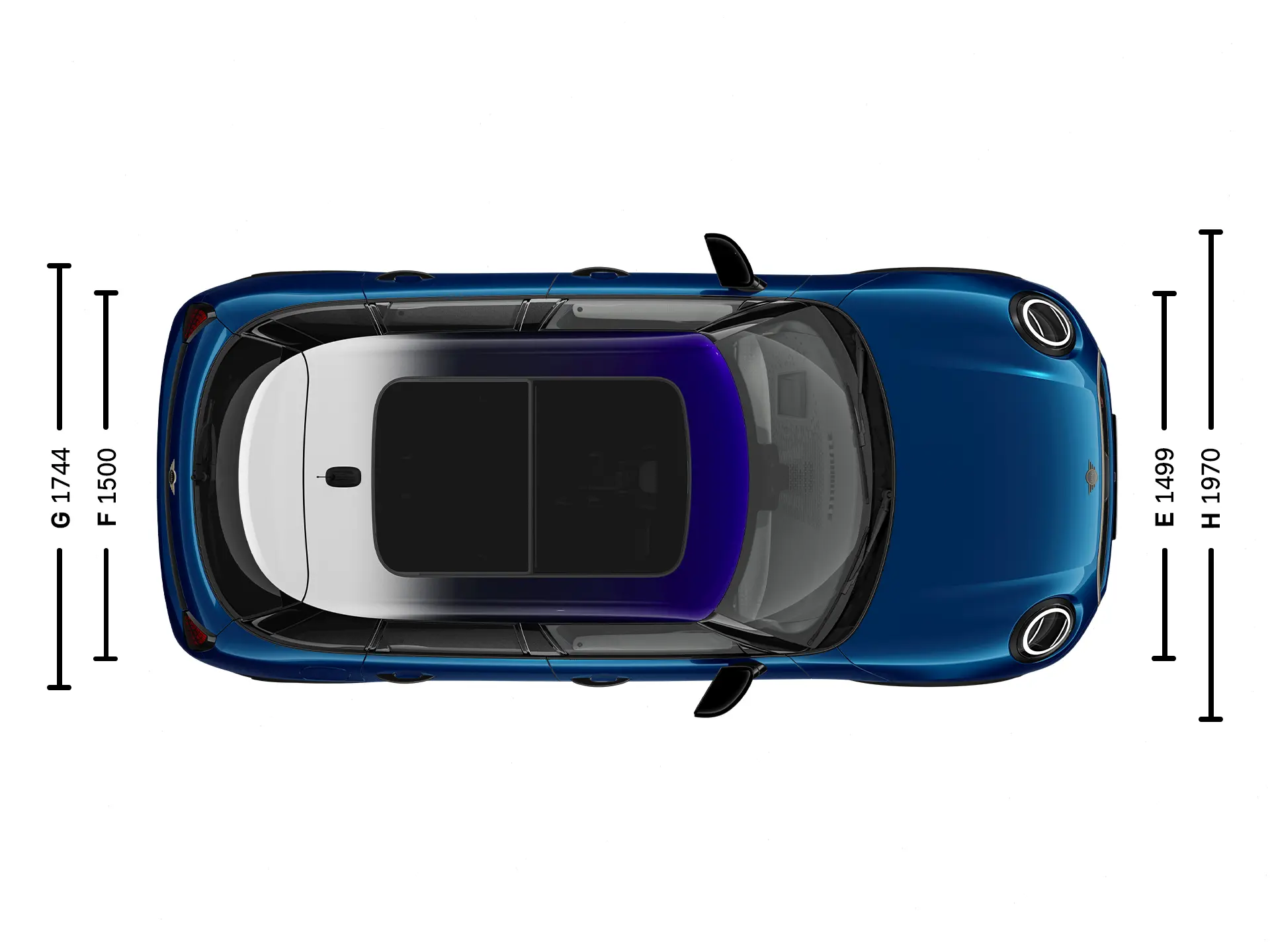 MINI Cooper 5 portas - Dimensões Superior