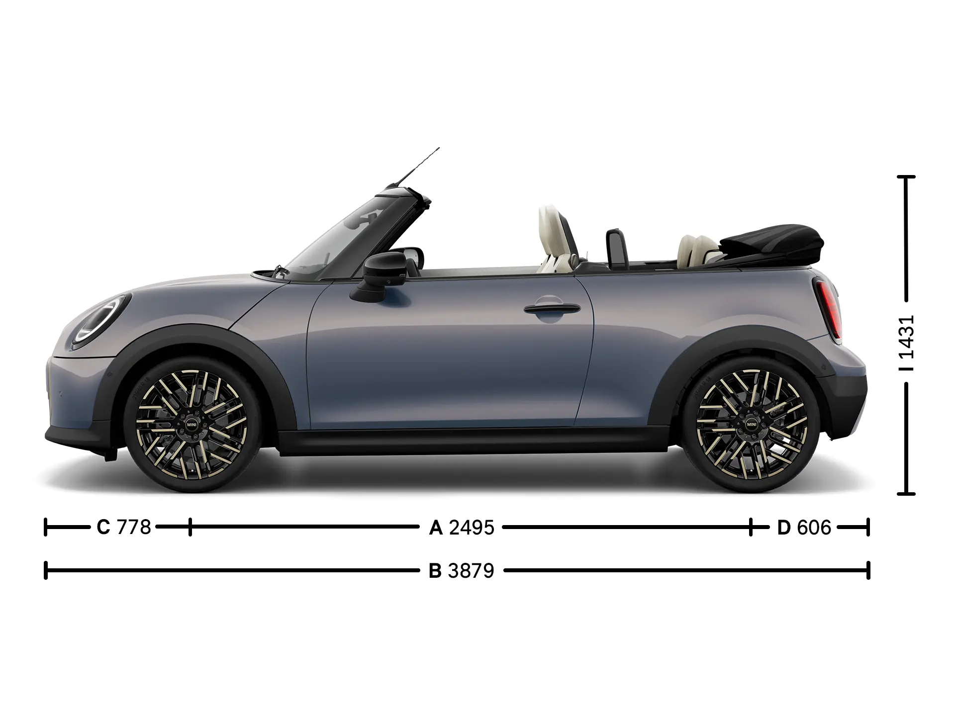 MINI Cooper Cabrio – Dimensões Lateral