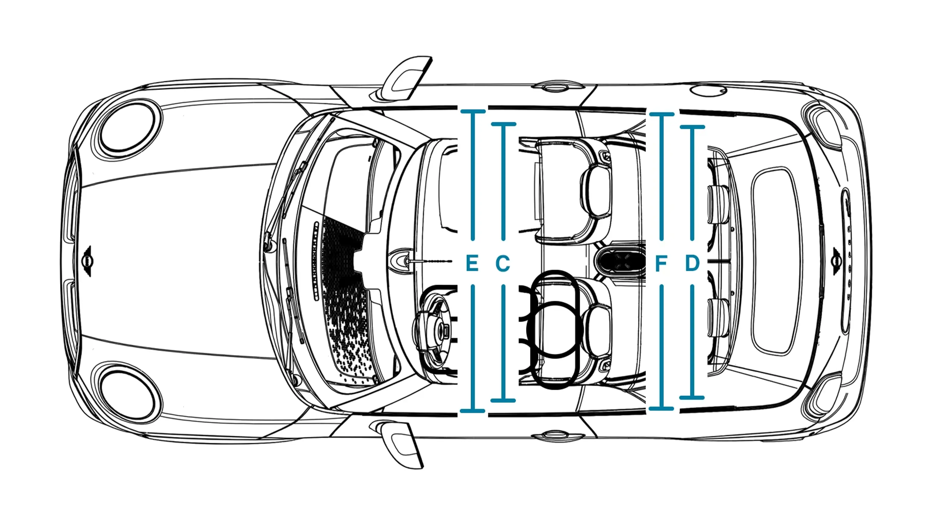 MINI Cooper Cabrio – Dimensões interior Superior