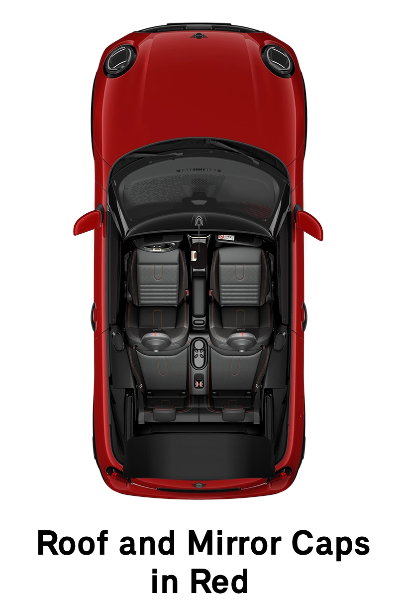  MINI - equipamento - versão JCW tejadilho e capas dos espelhos retrovisores exteriores em vermelho