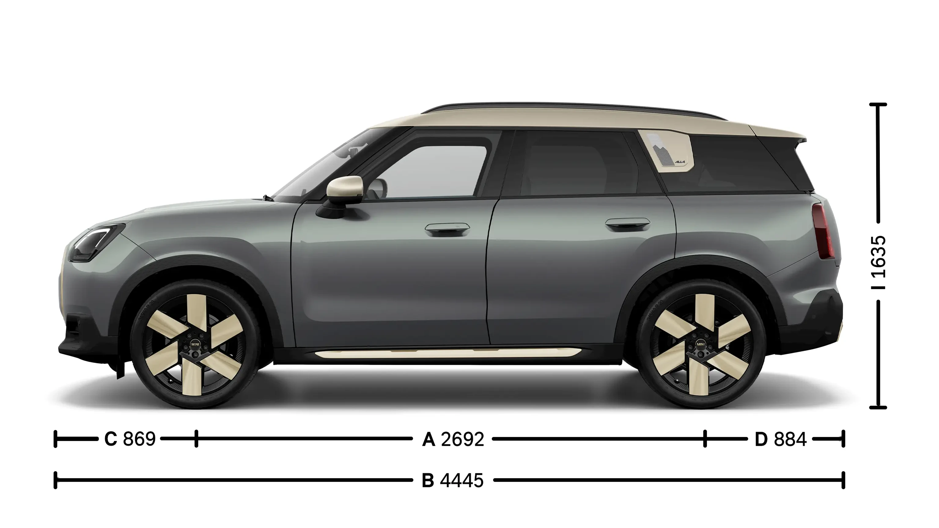 MINI Countryman elétrico Dimensões Lateral
