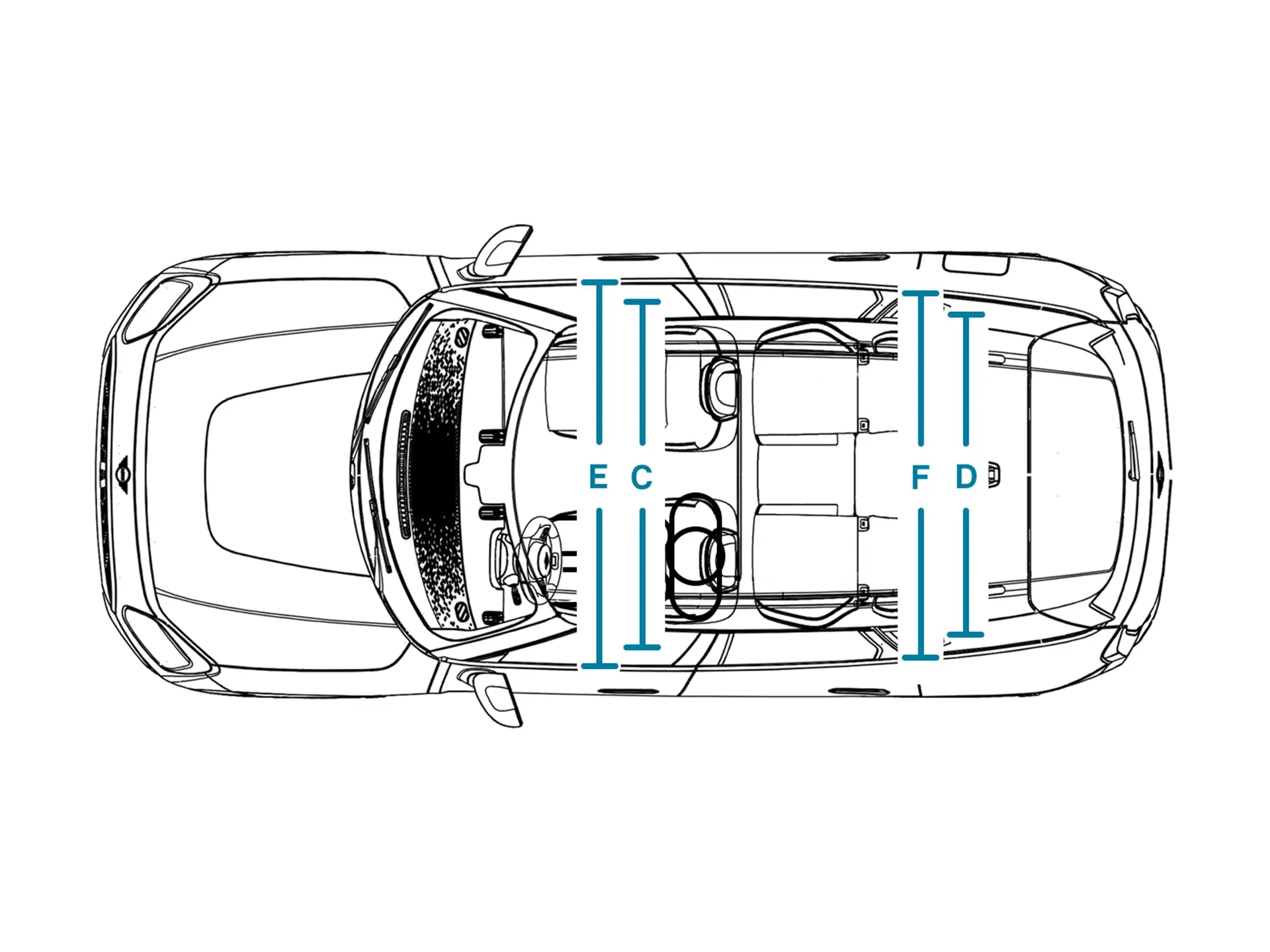 MINI Countryman elétrico - Dimensões Interior Superior