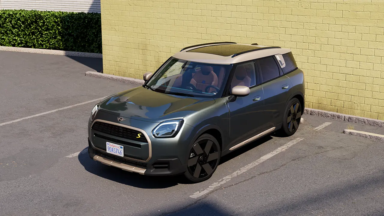 Vídeo de apresentação do interior e exterior de um MINI Countryman em detalhe. A câmara percorre o painel de instrumentos, destacando elementos do design.