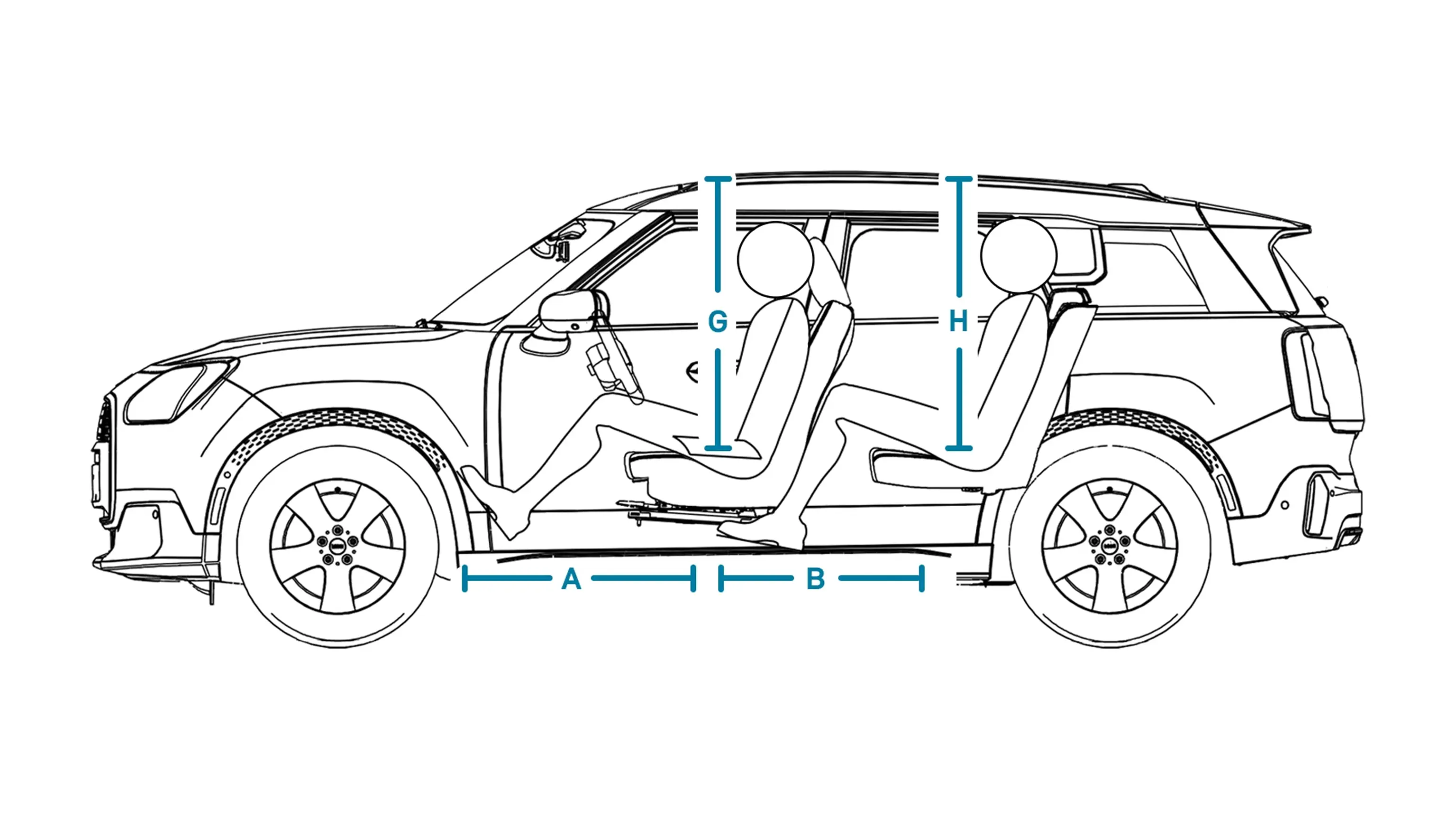 MINI Countryman - Dimensões Interior Lateral