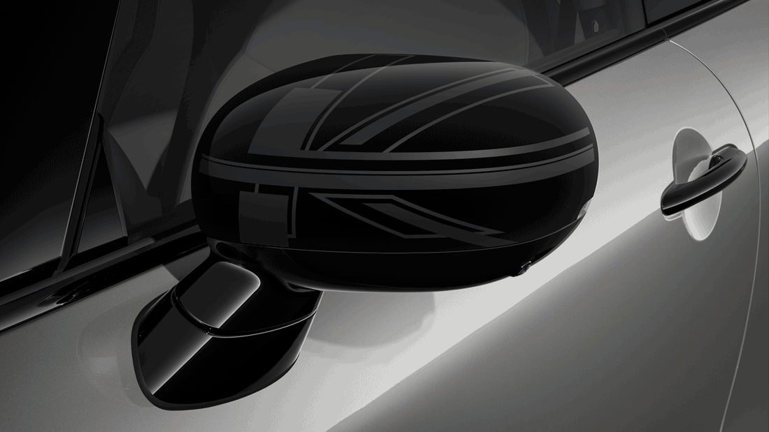 Tampas dos retrovisores exteriores MINI em diferentes variações.