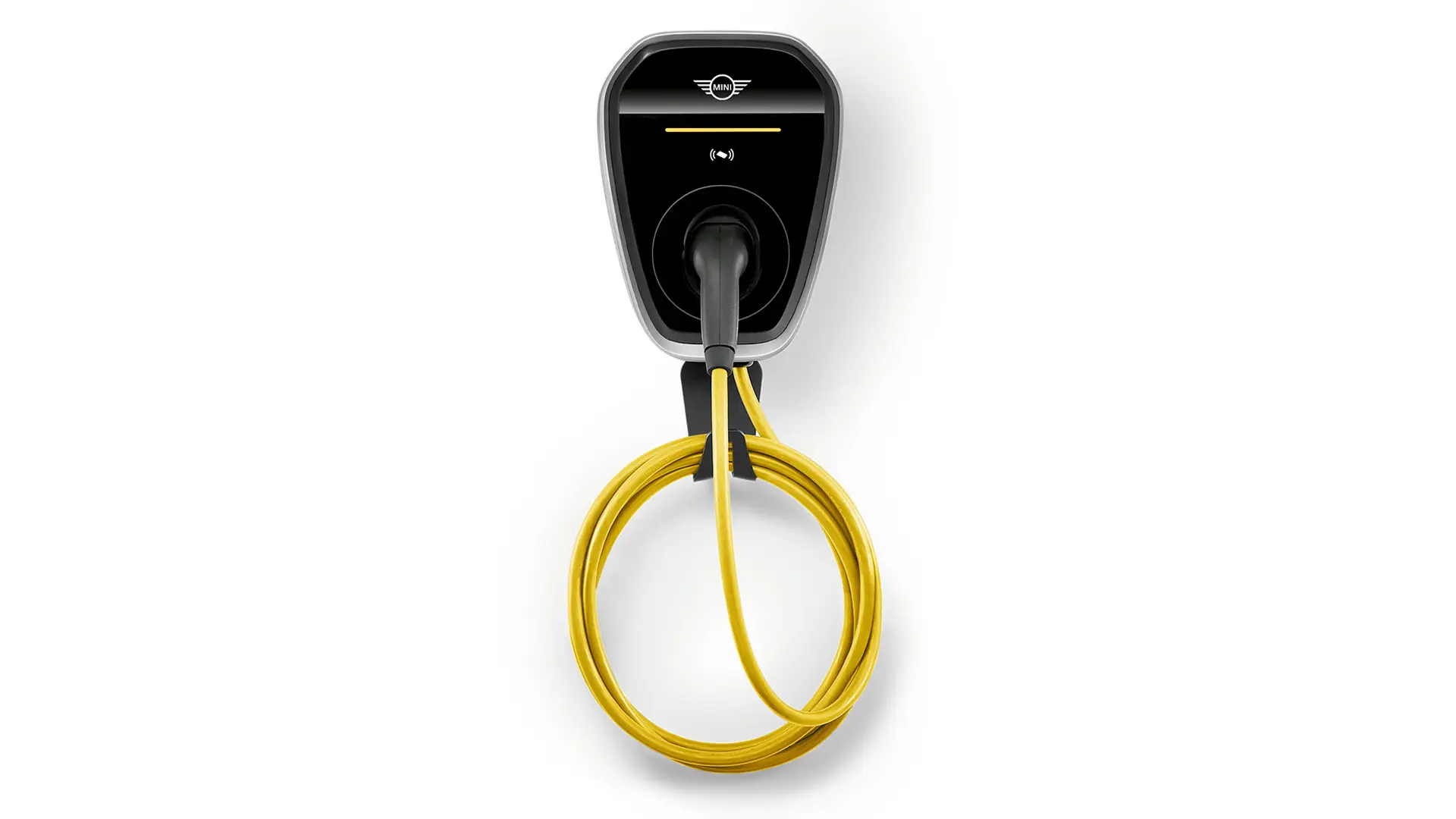 MINI Wallbox Plus para carregamento doméstico até 22 kW, instalada na parede.