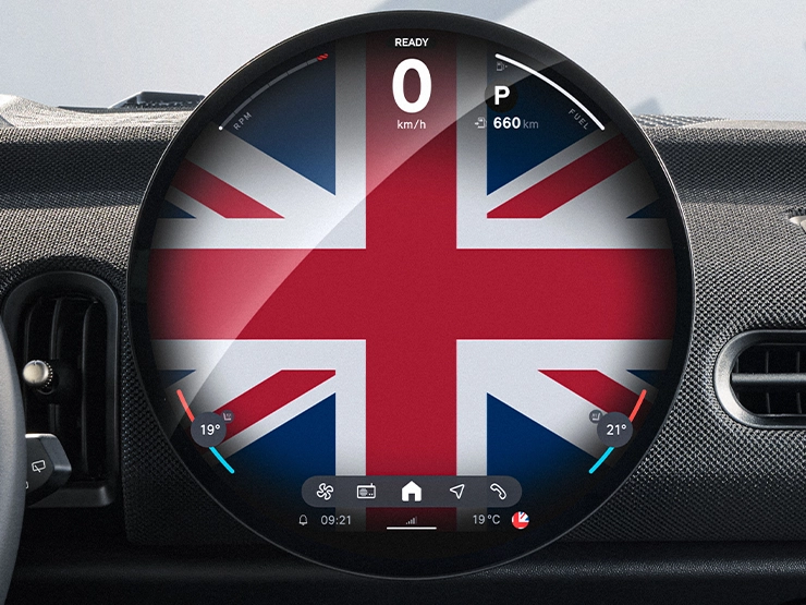 Vista do interior do MINI Cooper Oxford Edition.