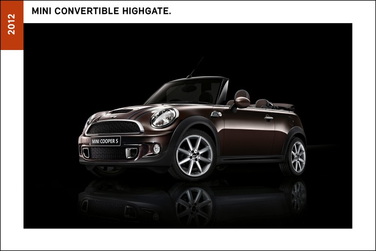 MINI Cabrio Highgate, de 2012 na cor castanho escuro.