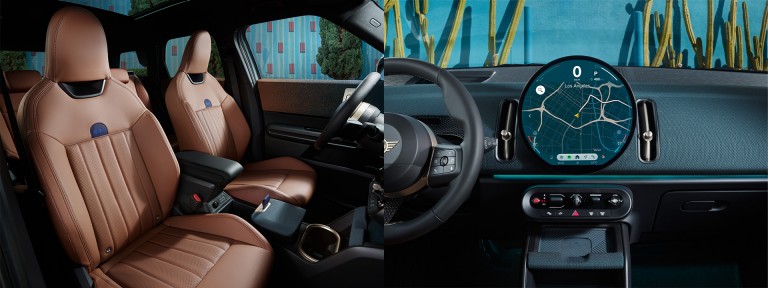 Montagem de duas fotos do interior do novo MINI Countryman